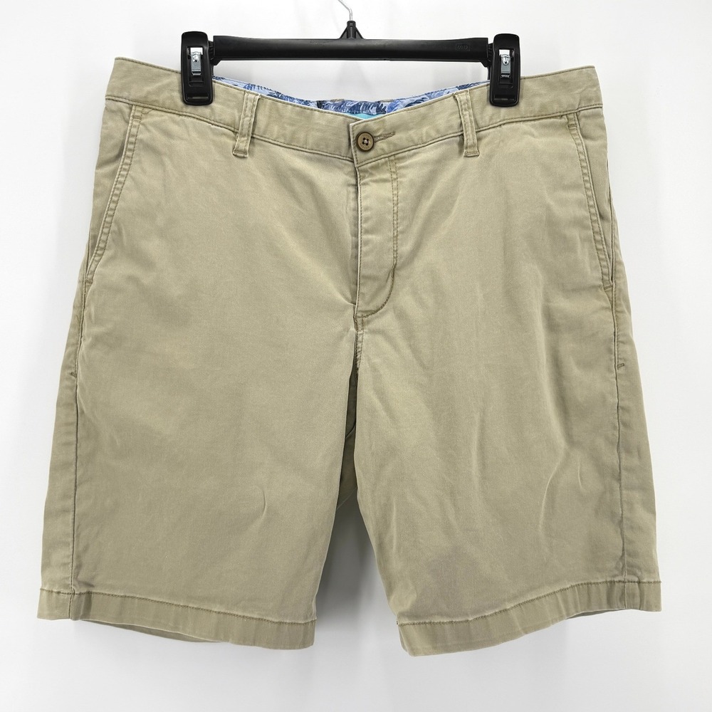 Tommy Bahama Boracay Shorts Mens 34 Tan Flat Front Chino Stretch Resort Money